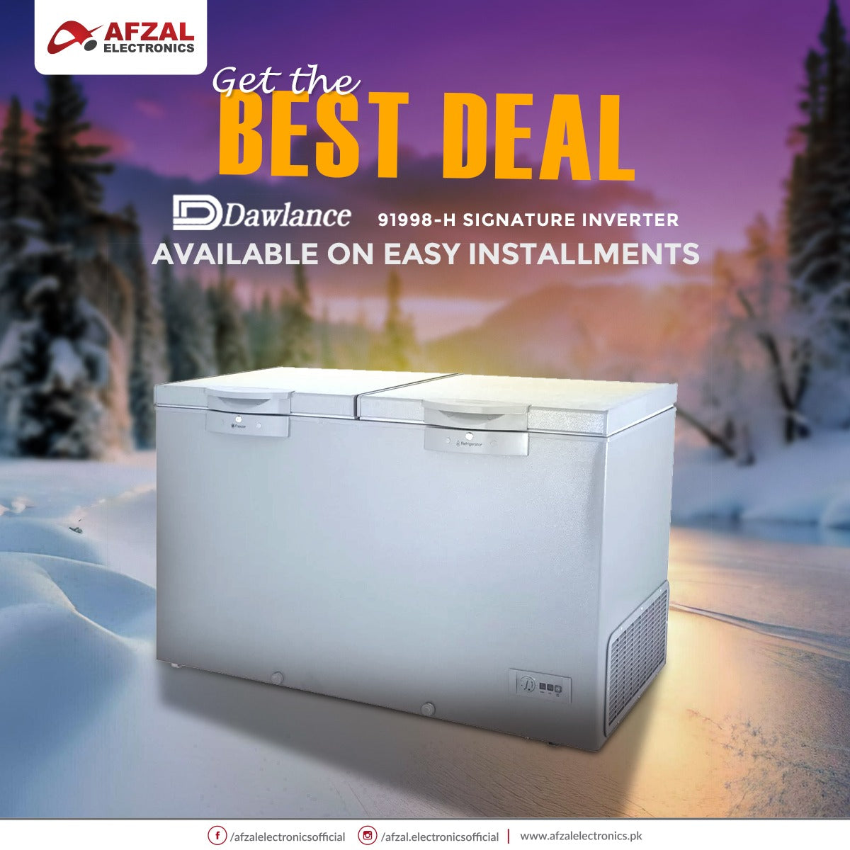 ❄️ Keep It Cool with the Dawlance 91998-H Signature Inverter Deep Freezer – Now Available on Easy Installments at Afzal Electronics! ❄️